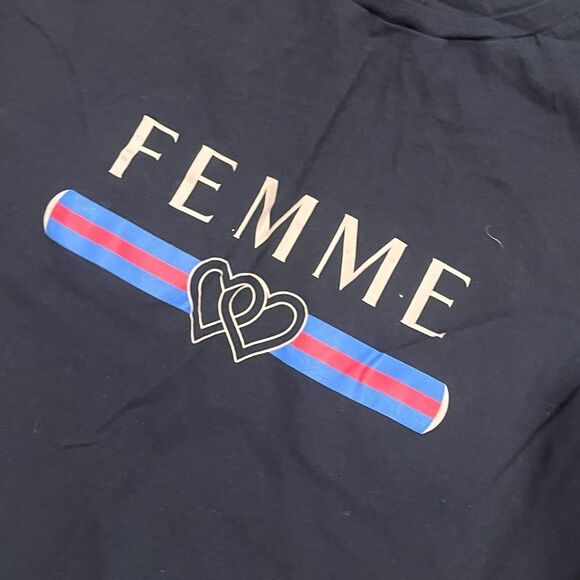 Cooperative Urban Outfitters Femme Tee Shirt Graphic Print Crew Black Medium - Picture 2 of 5